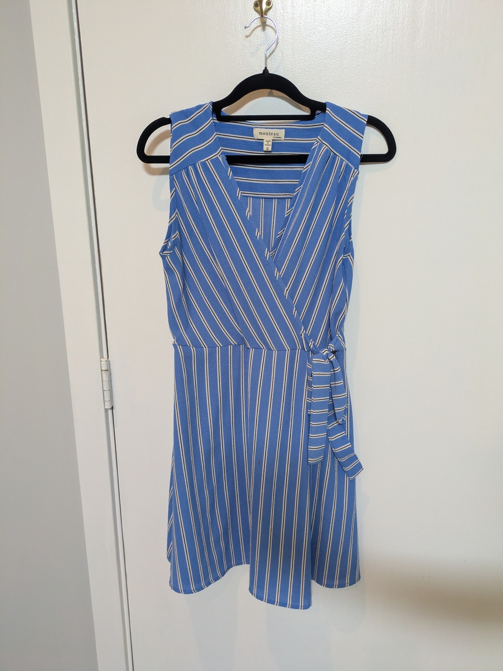 Blue Striped Wrap Dress